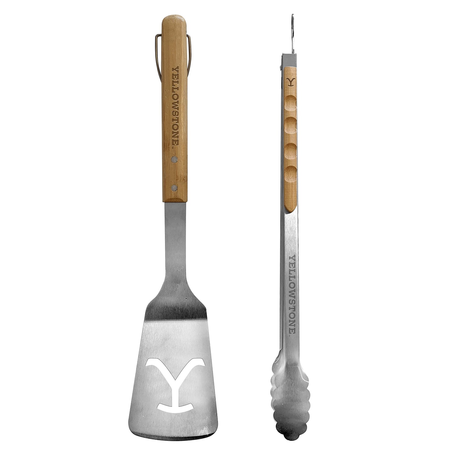 Y Yellowstone BBQ Tool Set - 2 pc Grill Set Includes Spatula and Tongs | Ideal BBQ Grill Accessories Utensils Set | Authentic Yellowstone Merchandise