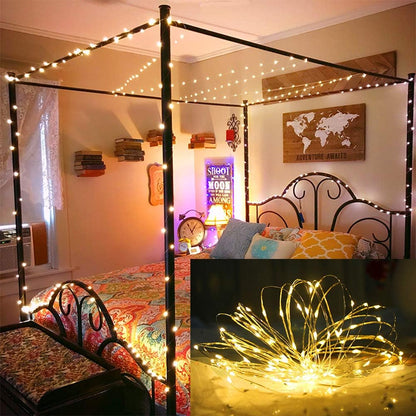 Twinkle Star Copper String Lights Fairy String Lights 8 Modes LED String Lights USB Powered with Remote Control for Christmas Tree Wedding Party Home Decoration (Warm White with Remote, 66ft)