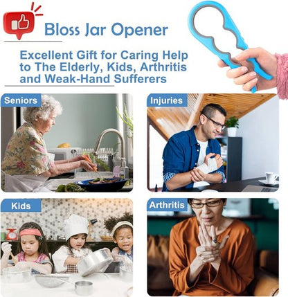 Bloss Anti-Skid Jar Opener - Easy Grip Lid Remover for Seniors & Small Hands | Blue