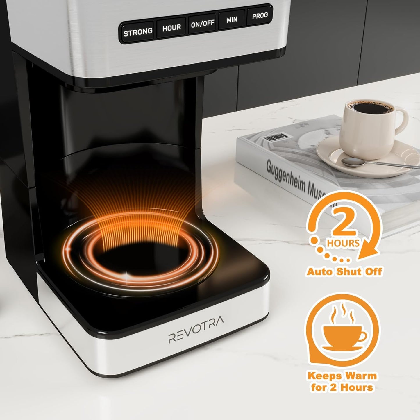 Regine Switzerland 12-Cup Programmable Coffee Maker - Regular & Strong Brew, 24H Timer, Auto Shut-Off