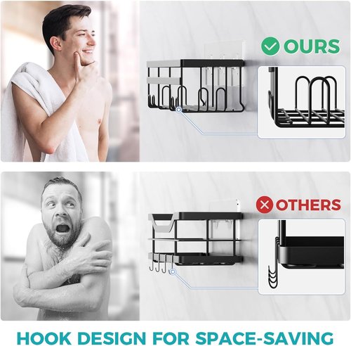 HomeHacks Shower Caddy - No-Drill Rustproof Organizer with Space-Saving Hooks | 2-Pack for Bathroom & Kitchen