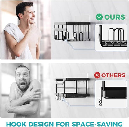 HomeHacks Shower Caddy - No-Drill Rustproof Organizer with Space-Saving Hooks | 2-Pack for Bathroom & Kitchen