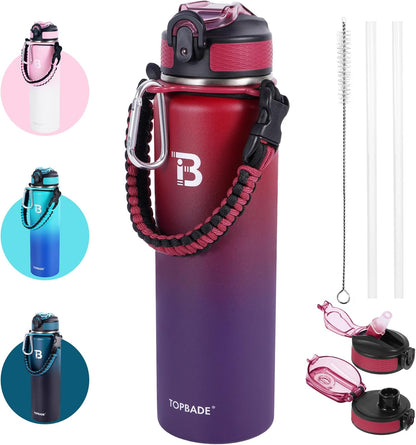 Skiennix 32oz Insulated Water Bottle - Stainless Steel With Straw & Spout Lid | Ideal for Gym & Outdoor Use