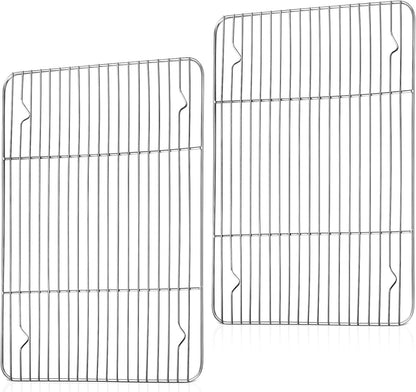 TeamFar Stainless Steel Cooling Rack - Heavy-Duty Baking Rack for Cooking & Grilling | 15.3” x 11.1” | Oven & Dishwasher Safe, Non-Toxic (2PCS)