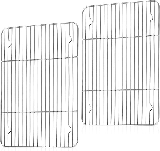 TeamFar Stainless Steel Cooling Rack - Heavy-Duty Baking Rack for Cooking & Grilling | 15.3” x 11.1” | Oven & Dishwasher Safe, Non-Toxic (2PCS)
