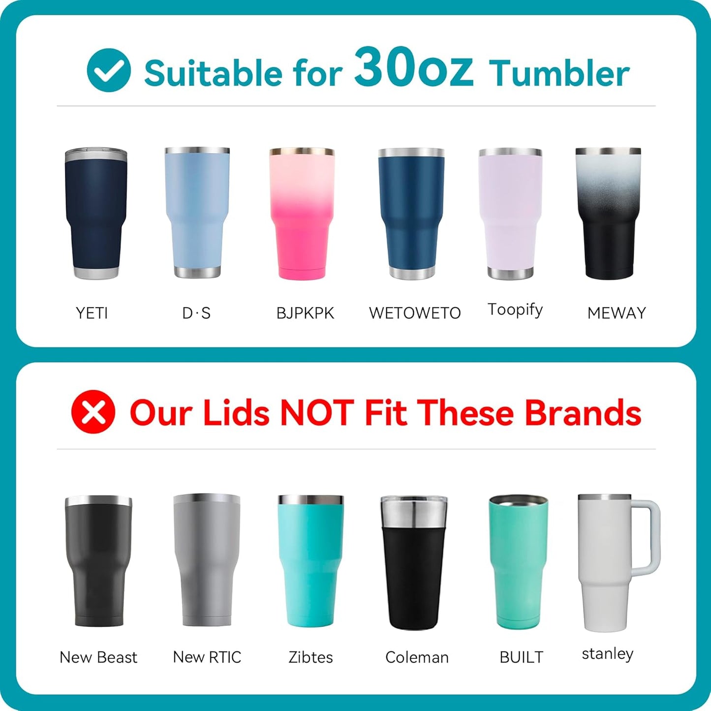 YETI 30oz Replacement Lids - Spill Proof Design | 2 Pack Compatible with YETI Tumblers