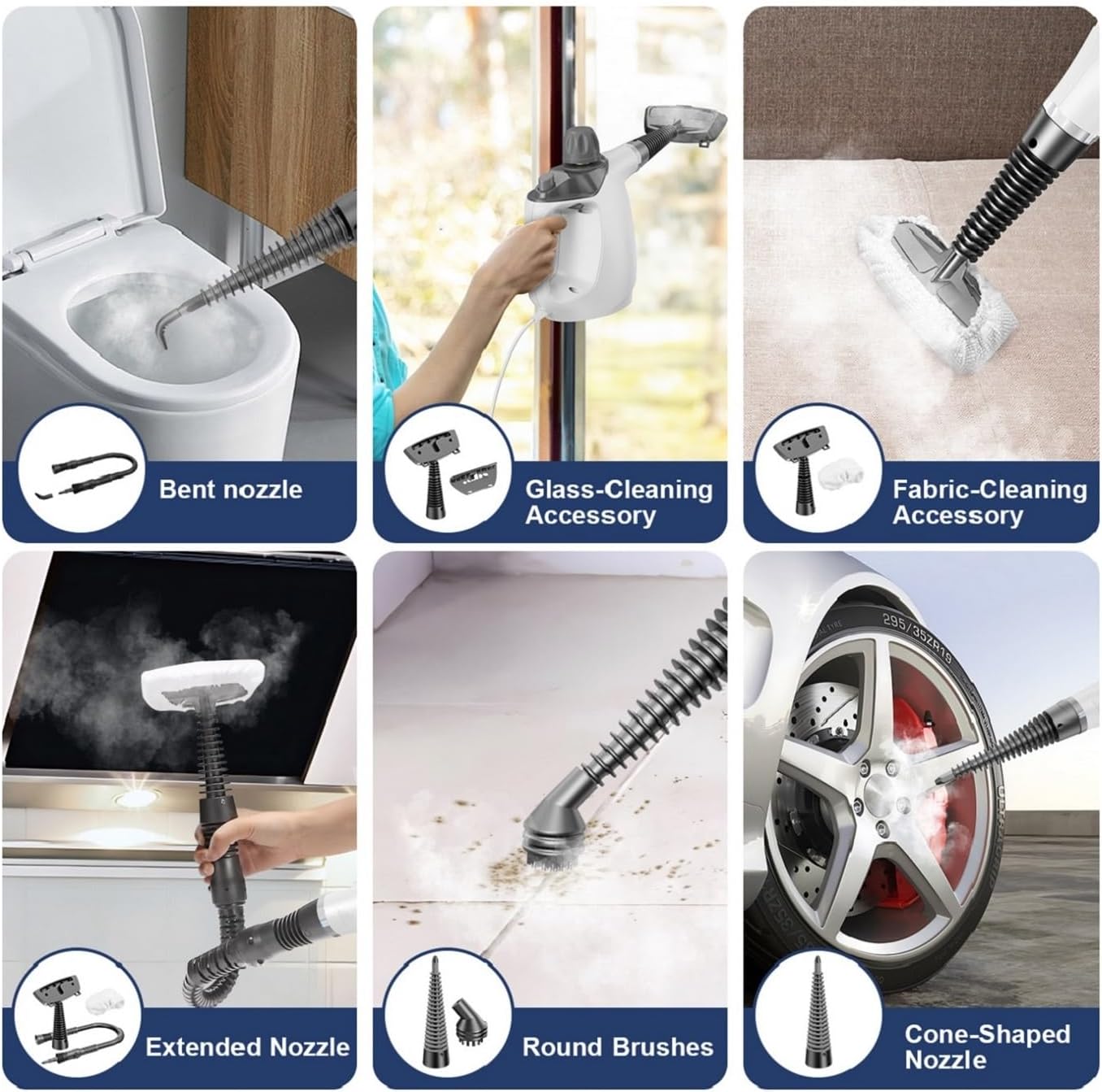 TICYACK Handheld Steam Cleaner - 16 PCS Accessories & Safety Lock - 500ML Capacity for Multi-Surface Deep Cleaning