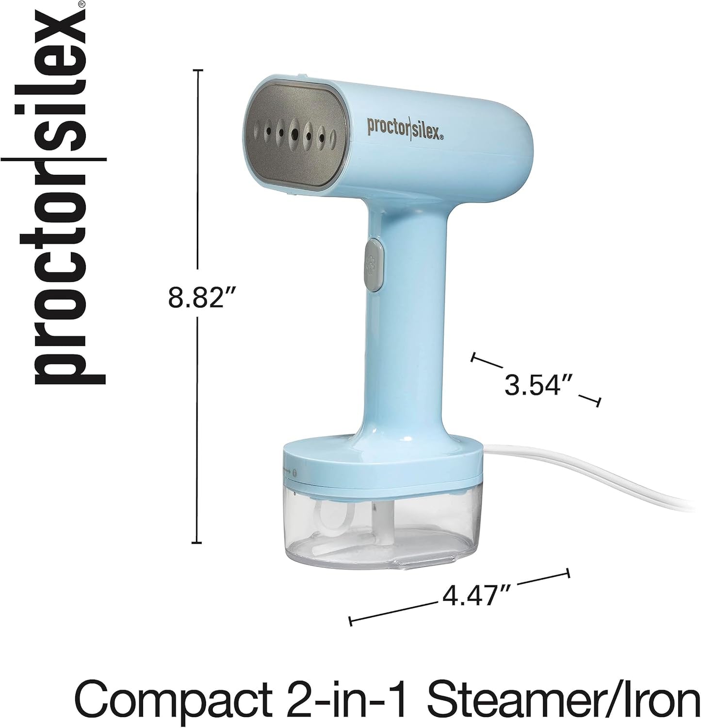 Proctor Silex Compact Travel Iron - Portable Garment Steamer for Quick Touch-Ups | 1200 Watts, Blue