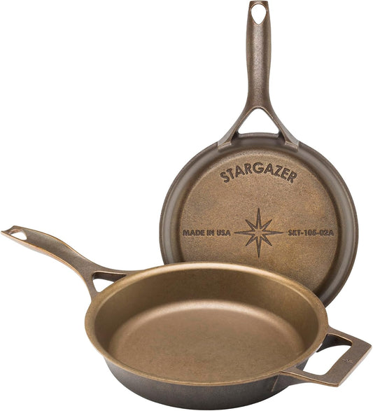 Stargazer 10.5-Inch Cast Iron Skillet - Premium Seasoned Frying Pan for Grilling, Searing & Baking