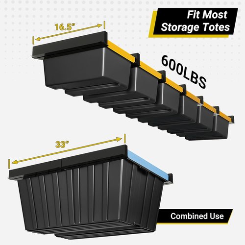 Heavy Duty 6-Bin Overhead Garage Storage Rack by [Brand Name] - Powder Coated Ceiling Organizer for Garages & Sheds