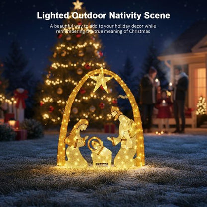 Lighted Outdoor Nativity Scene | Large Christmas Holy Family Yard Decoration for Garden & Home