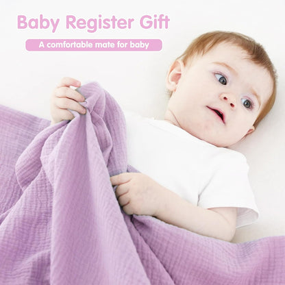 Skiennix Muslin Swaddle Blankets - Soft & Breathable 100% Cotton, 2 Pack, 40 x 40 Inches | Pink & Purple Baby Essentials