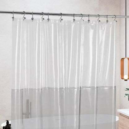Shower Curtain Liner with 3 Magnets - Heavy Duty PEVA Plastic Shower Curtain for Bathroom, Waterproof Vinyl & See Through Liner, Metal Grommets - Color Block Clear/Black, 72x72