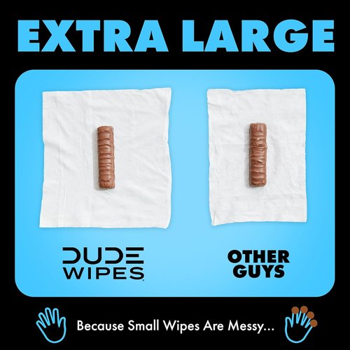 DUDE Wipes | Unscented Flushable Wipes for Sensitive Skin - Extra-Large 6 Pack (288 Count) - Infused with Vitamin E & Aloe