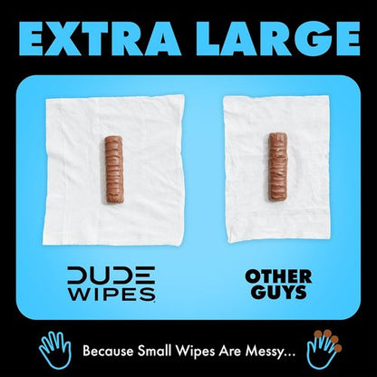 DUDE Wipes | Unscented Flushable Wipes for Sensitive Skin - Extra-Large 6 Pack (288 Count) - Infused with Vitamin E & Aloe