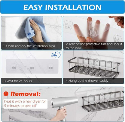 Lsnisni Shower Caddy Adhesive Replacement - 12 Pack Waterproof Hooks for No-Drill Bathroom & Kitchen Storage