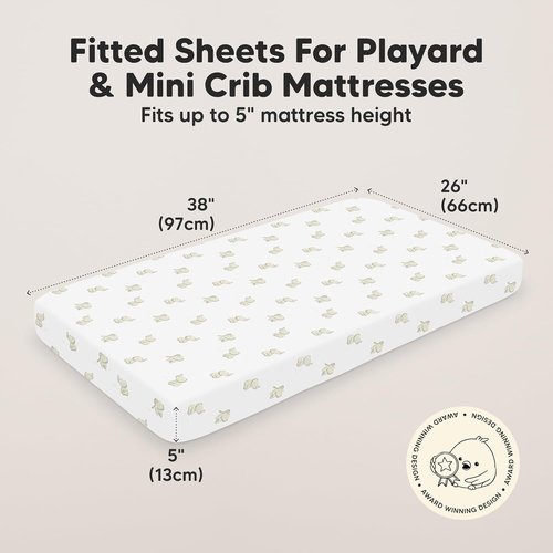 Elly Mini Crib Sheets - 2-Pack Fitted Organic Cotton Playard Bedding, Soft & Breathable 38x26
