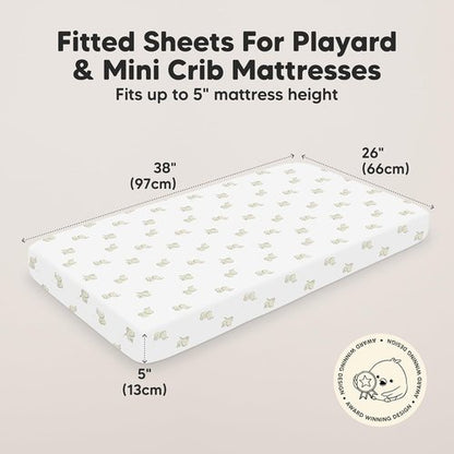 Elly Mini Crib Sheets - 2-Pack Fitted Organic Cotton Playard Bedding, Soft & Breathable 38x26