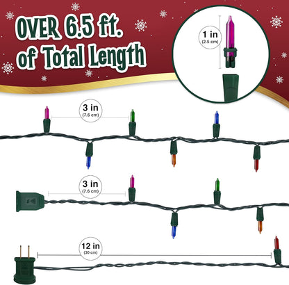 Skiennix Warm Multi-Color Christmas Lights | 6.3 ft String of 35 Mini Bulbs with 6 Lighting Modes