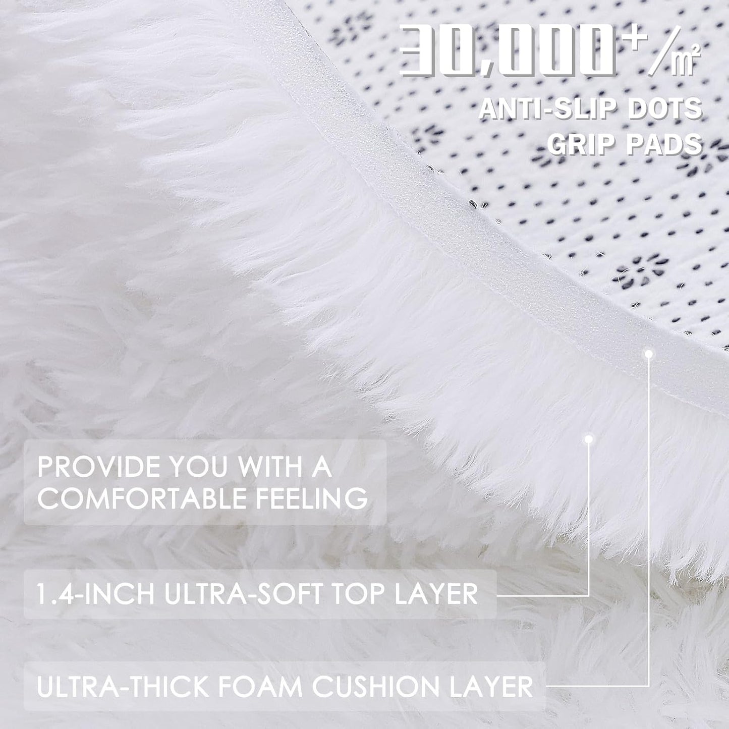 OLANLY Large Area Rug - Soft Fluffy Shaggy Indoor Carpet for Living Room & Bedroom | 9x12, White