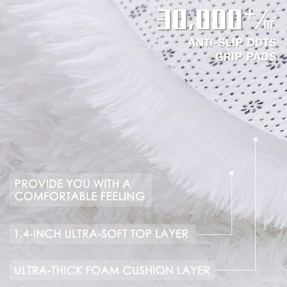 OLANLY Large Area Rug - Soft Fluffy Shaggy Indoor Carpet for Living Room & Bedroom | 9x12, White
