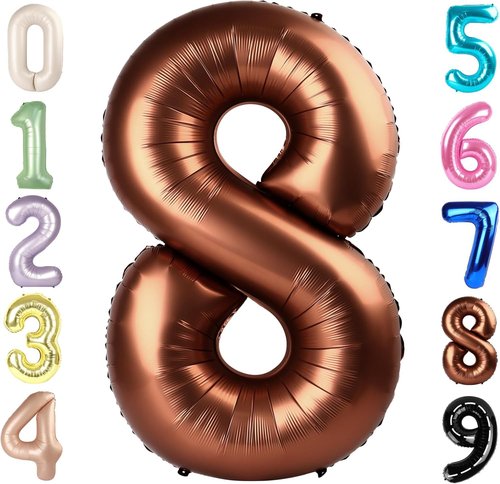 40 Inch Coffee Brown Number 8 Balloon | Perfect for 8th Birthday Parties, Weddings & Graduations