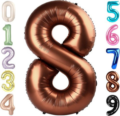 40 Inch Coffee Brown Number 8 Balloon | Perfect for 8th Birthday Parties, Weddings & Graduations