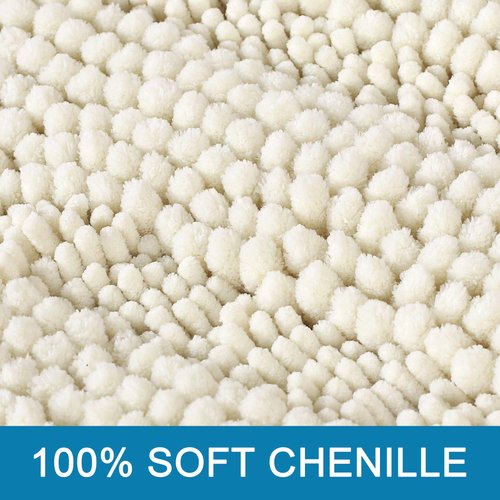 H.VERSAILTEX Bath Mats for Bathroom Non Slip Luxury Chenille Striped Bath Rug Absorbent Non Skid Fluffy Soft Shaggy Rugs Washable Dry Fast Plush Carpet Mats for Bath Room, Tub