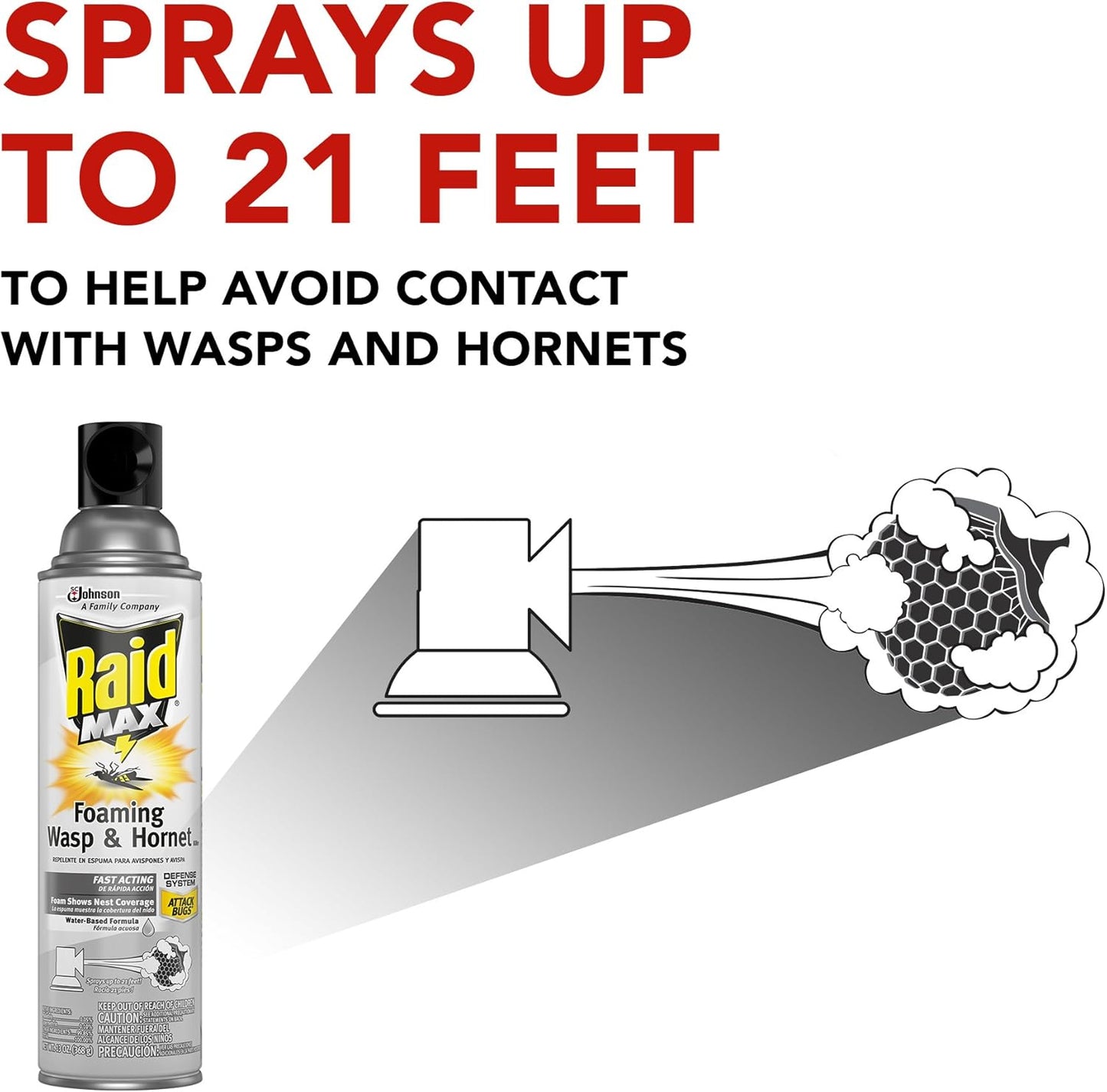 Raid Wasp & Hornet Killer Spray - Effectively Eliminates Nests & Stinging Insects | 13 oz