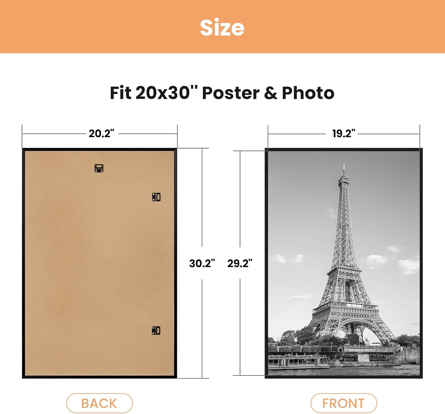 Upsimples 20x30 Picture Frame - Scratch-Proof Black Poster Frames for Photo Gallery | 3 Pack, Horizontal/Vertical Mounting