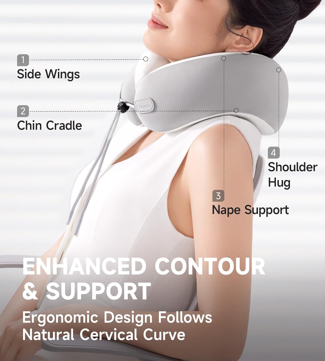Skiennix Neck Pillow - CertiPUR-US® Memory Foam Cooling Travel Pillow | Adjustable & Breathable Design
