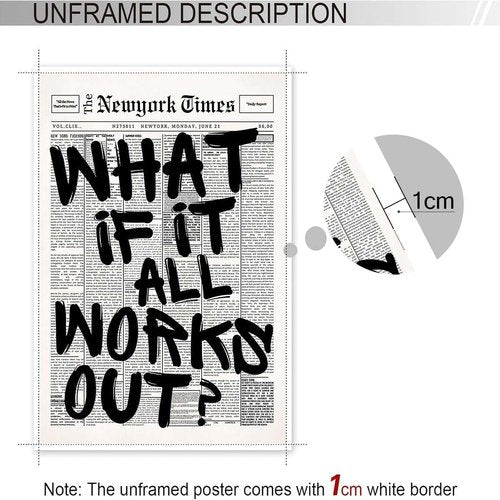 Drimiler Retro Black And White Newspaper Poster - Positive Affirming Canvas Wall Art 12x18in Unframed