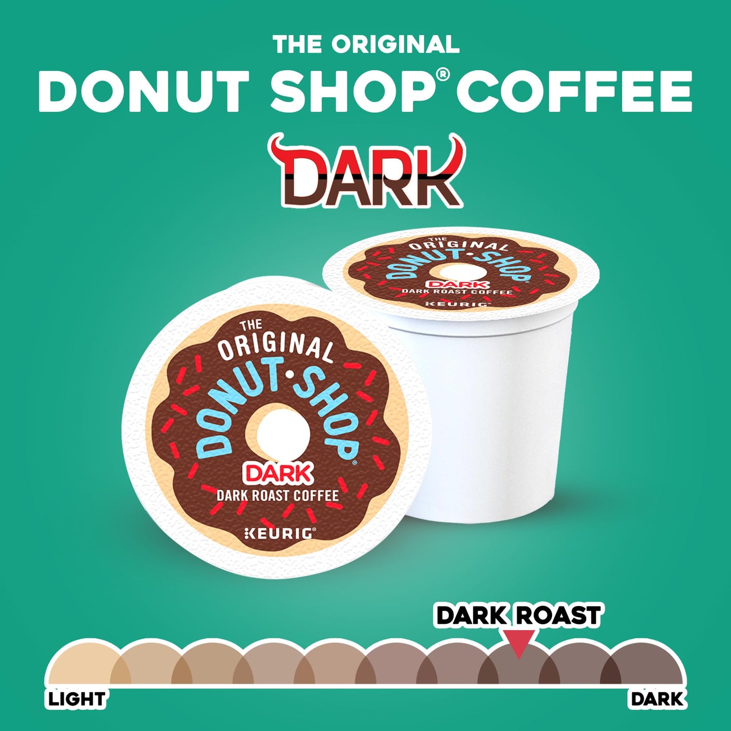 The Original Donut Shop Dark Keurig Single-Serve K-Cup Pods, Dark Roast Coffee, 60 Count, (6 Packs of 10)