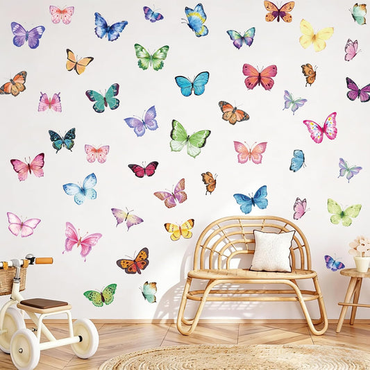 Skiennix Butterfly Wall Decals - 76 Colorful Peel and Stick Stickers for Girls' Bedroom Decor