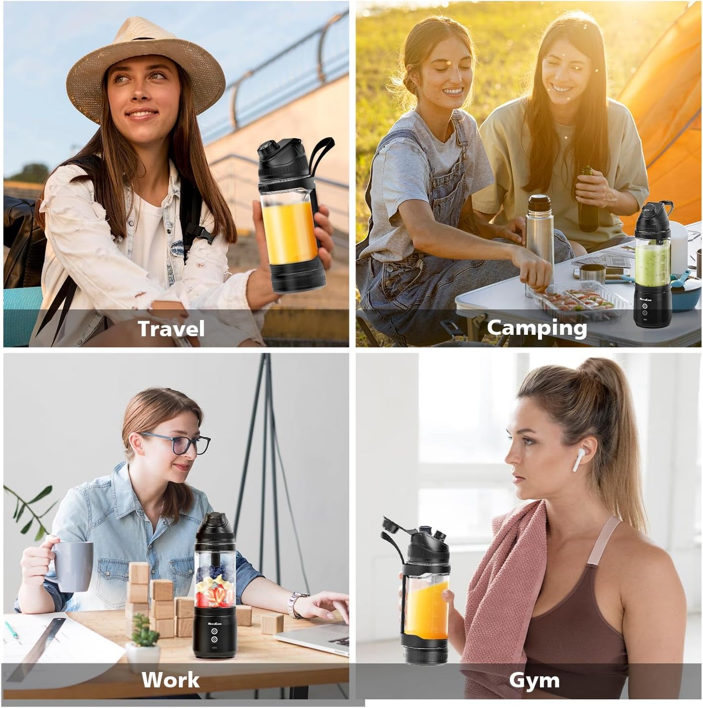 Portable Personal Blender - 24Oz Smoothie Maker with Sip Spout, USB-C Rechargeable | Ideal for Gym & Travel