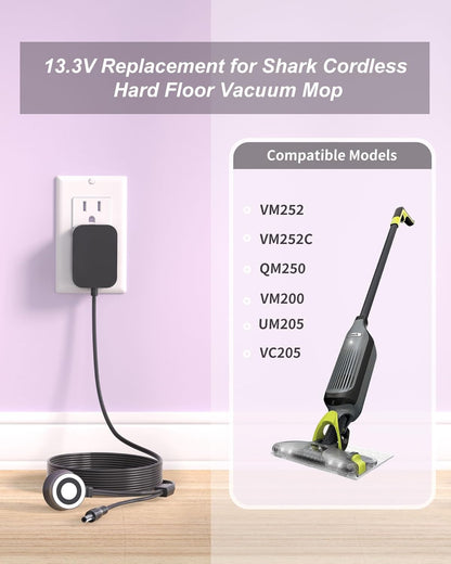 Shark VM252 Cordless Hard Floor Vacuum Mop Charger - Magnetic Design for Easy Use