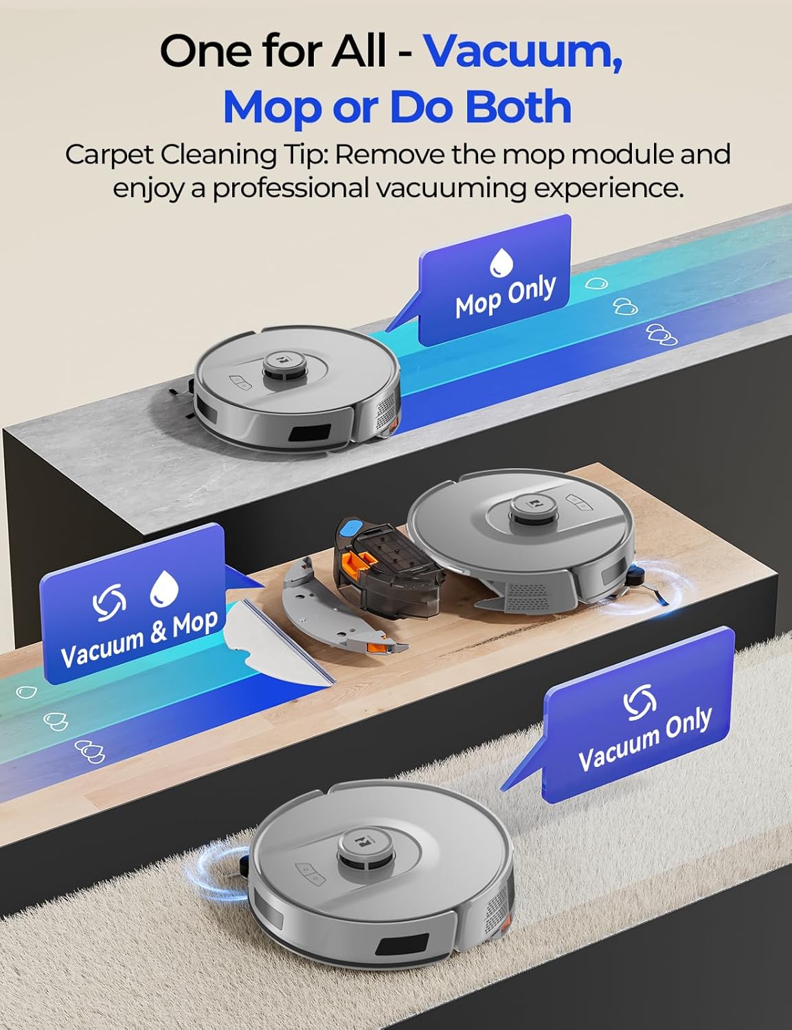 R11 Robot Vacuum by [Brand Name] - 20,000 Pa Suction Power | Self-Emptying & Lidar Navigation | Gray
