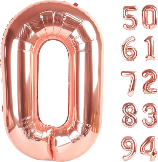 Rose Gold Number Balloons by [Brand Name] - 40 Inch 0 Balloon for Birthday Party Decorations | Perfect for All Ages