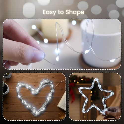 DomeStar Fairy Lights - 32FT Battery Operated, Waterproof, Rechargeable with Timer | 8 Modes for Indoor Decor