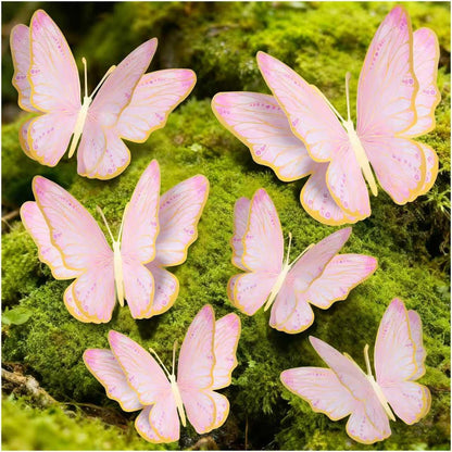Mverse 3D Butterfly Wall Decor - Gold Paper Butterflies for Baby Showers & Nurseries | Removable Mural Decals (Pink)