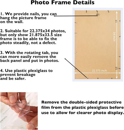 JCJMY 22.375x34 Picture Frame - White Wall Gallery Frame for Horizontal & Vertical Photos
