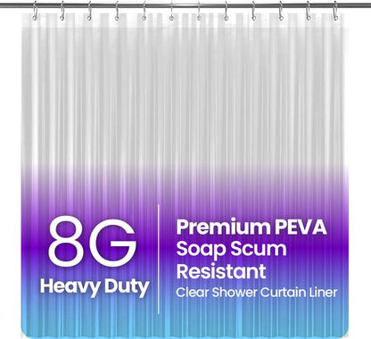 LiBa Bathroom Shower Curtain - Waterproof Plastic Shower Curtain Premium PEVA Non-Toxic with Rust Proof Grommets Clear 8G Heavy Duty Bathroom Accessories 72x96
