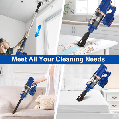 Skiennix Cordless Vacuum Cleaner - 45Kpa Powerful Suction, 60 Min Runtime, Lightweight Design for Pet Hair & Hard Floors
