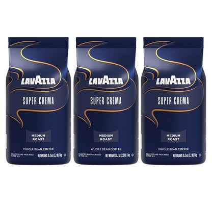 Lavazza Italian "Super Crema" Espresso Whole Bean Value Pack (3 x 2.2 lb bags)