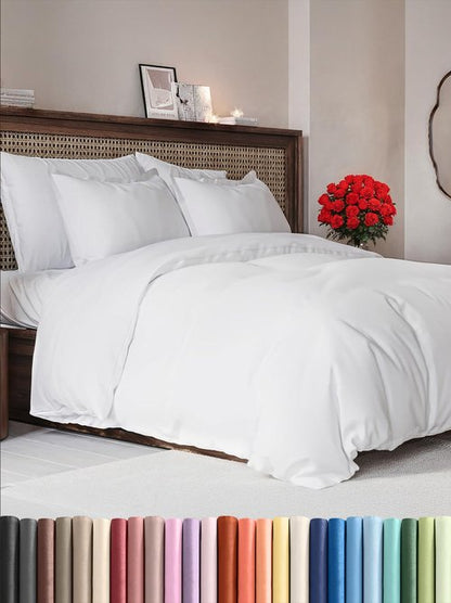 Duvet Cover King Size Set - Extra Soft King Duvet Cover 104" x 90" with 2 Pillow Shams - Hotel Luxury, Easy Care and Fade Free w/ Zipper Closures & Ties - All Season, Comfy, Cozy & Breathable (White)