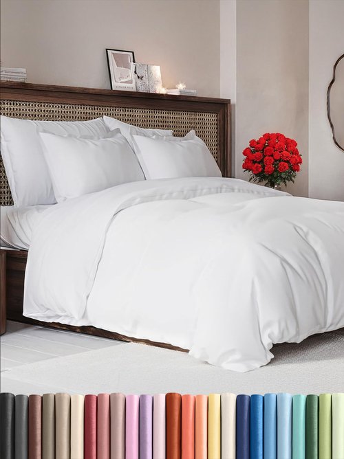 Duvet Cover King Size Set - Extra Soft King Duvet Cover 104" x 90" with 2 Pillow Shams - Hotel Luxury, Easy Care and Fade Free w/ Zipper Closures & Ties - All Season, Comfy, Cozy & Breathable (White)
