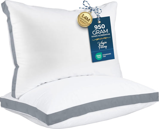 Utopia Bedding Bed Pillows - Soft & Fluffy Down Alternative | Standard Size, Set of 2, Cooling Grey
