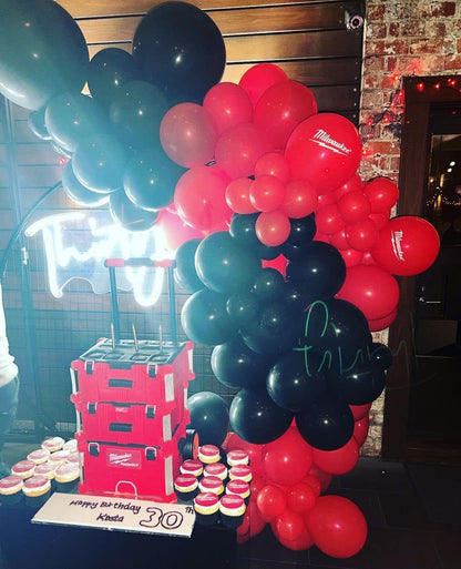 Bezente Red & Black Balloons Garland Kit - 100 Pcs Confetti & Solid Balloons for Party Decor