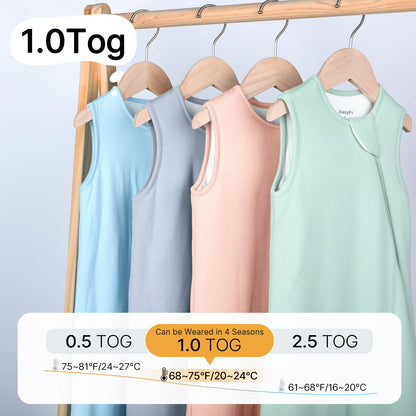 Supersoft Rayon Made from Bamboo Sleep Sack 3-6 Months Newborn Sleep Sack 0-3 Months 1.0 Tog Baby Wearable Blanket with 2-Way Zipper Unisex Sleeping Bag for Babies All-year-around - Gray