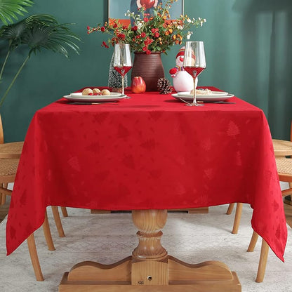 SASTYBALE Christmas Tablecloth 60 x 120 Rectangular - Red Xmas Tree Pattern